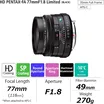 Pentax HD FA 77mm F1.8 Limited 2