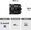Sony Carl Zeiss Sonnar T* FE 55m 5